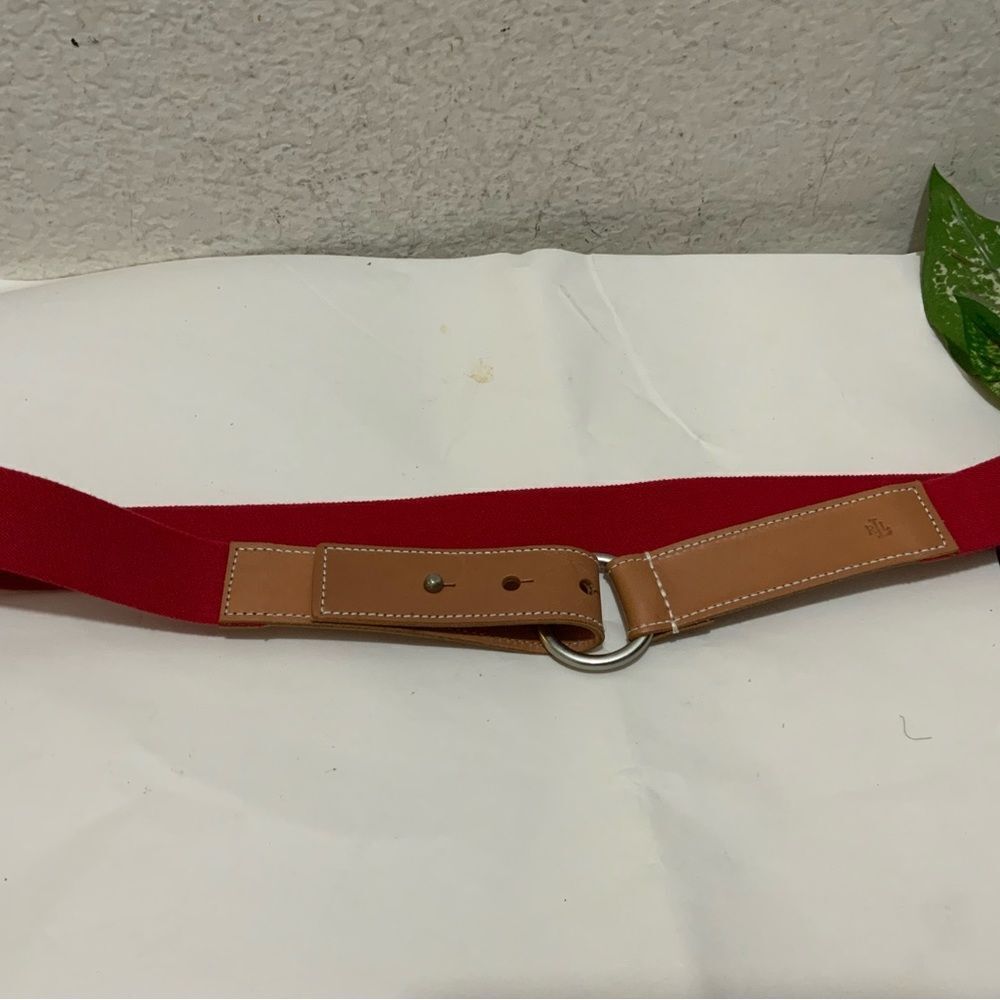 New Ralph  Lauren Leather Elastic Red Belt Women's XL NWOT